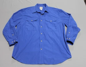 Camisa vintage Travel Smith para hombre con botones azules 2XL manga larga mezcla de algodón - Imagen 1 de 7