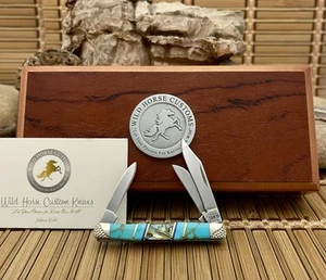 Case XX Wild Horse Custom Abalone & Kingman Turquoise Small Stockman Knife #1 - Picture 1 of 10