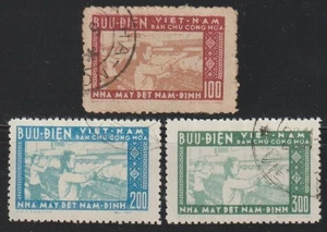 957 North Vietnam Stamps Nam Dinh Textile Mill Scott # 51-53 Used Hinged - Picture 1 of 2