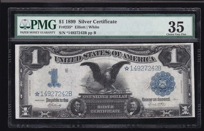 US 1899 $1 Black Eagle Silver Certificate STAR NOTE* FR 235 PMG 35 (242*) - Image 1 of 2
