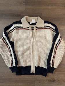 Vintage 1970s Kennington California Cable Knit Sweater Full Zip Sweater Size L - Bild 1 von 6