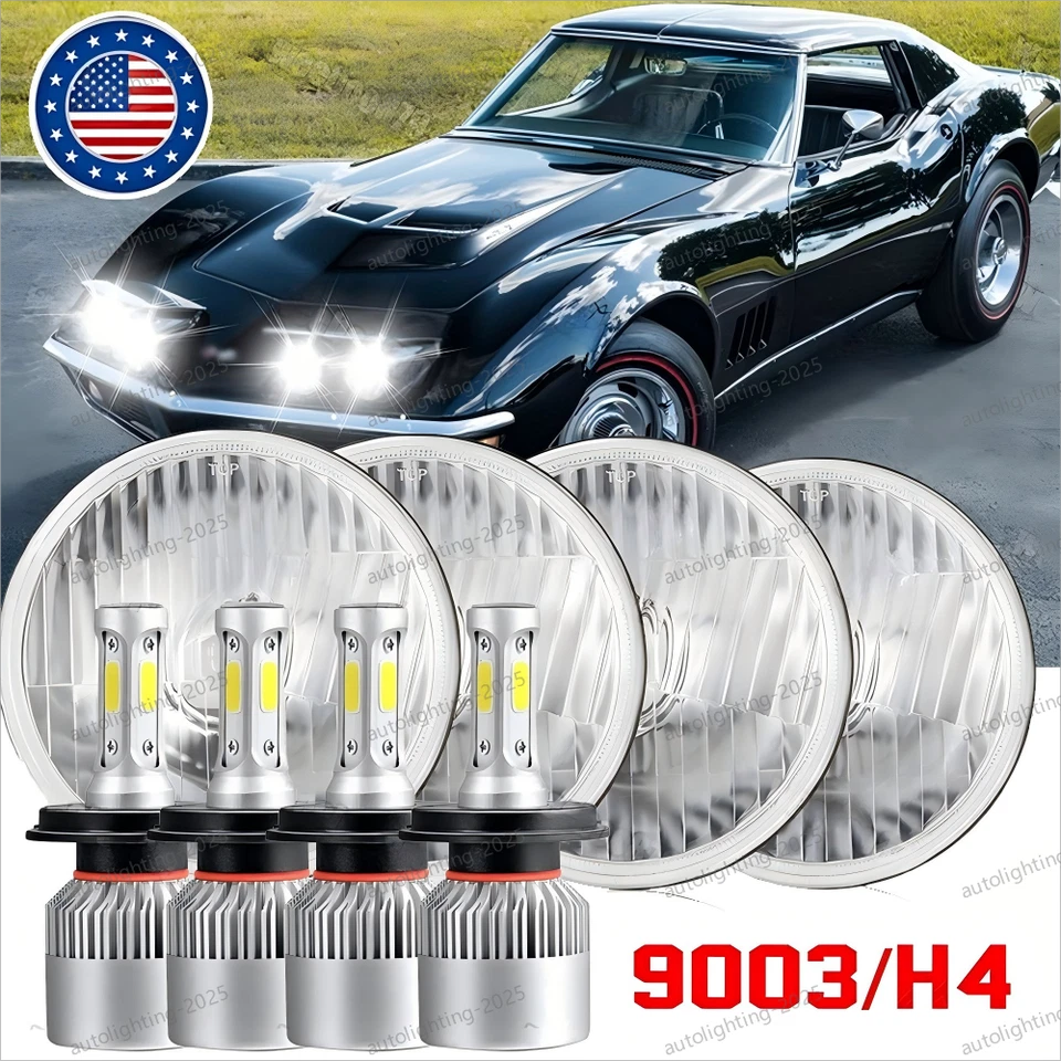 4 PIEZAS Faros LED de haz alto/bajo A+ para Chevy Corvette C3 68-82 5/4" 5,75" Foto 1 de 4