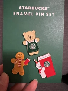 Starbucks 2025 Holiday Emaille 3 Pin Set - Bearista, Gingerbread & Eisbär - Bild 1 von 3