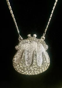 Judith Leiber Chatelaine Pendant Necklace Pillbox Crystal Rhine - Picture 1 of 10