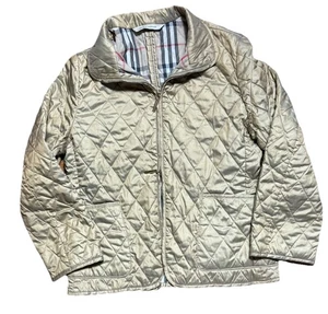 Burberry London Jacket Womens Large Gold Quilted Snap Closure Lightweight Sm - Picture 1 of 7