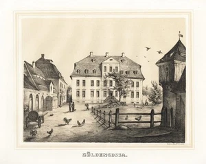 Castillo Güldengossa Großpösna LK Leipzig Sajonia litografía Poenicke 1860 - Imagen 1 de 1