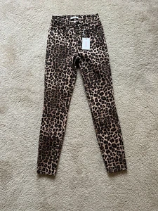 Pantalones Vaqueros Good American Good Waist Crop 2 26 Animal Leopardo NUEVO - Imagen 1 de 11