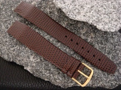 Винтажный коричневый ремешок для часов Hirsch Lizard Grain 19 мм с открытым концом «Радуга» - Изображение 1 из 2