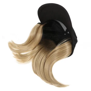 Wig Hat Sun Visor Miss Women's Funny with Hair Short Straight Extension - Picture 1 of 12