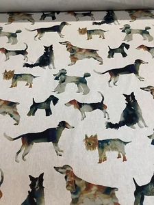 Cortina/tapicería de tela de algodón con estampado digital de lino para perro Clarke+Clarke - Imagen 1 de 5