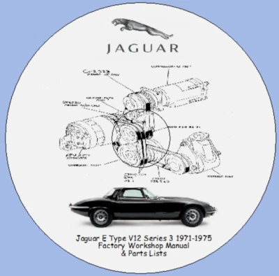 Jaguar E Tipo V12 Ser 3 1971-1975 Manual de taller de fábrica y listas de piezas Foto 1 de 4