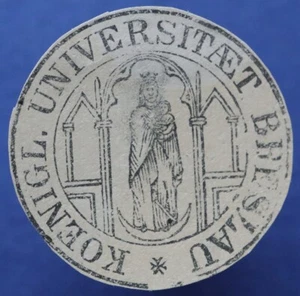 KOENGL. UNIVERSITÆT BRESLAVIA (BRESLAVIA) -timbro sigillo lettera-#M143 - Foto 1 di 3