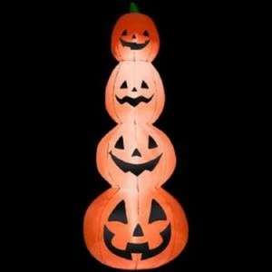 Halloween 4 Lighted Jack O Lantern Pumpkin Stack Airplown inflable 7 Ft ~ NIB - Imagen 1 de 2