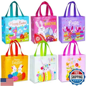 Happy Easter Egg Hunt Bags Bunny Carrot Chick Gift Bags with Handles, Treat B - Picture 1 of 5