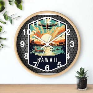  State Of Hawaii Skyline Art Wall Clock all Wood 3D Frame Stunnning Artwork - Picture 1 of 19
