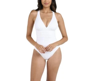 La Blanca Island Göttin Multi-Riemen gekreuzter Rücken Einteiler in Weiß Größe 10 125 $ - Bild 1 von 7