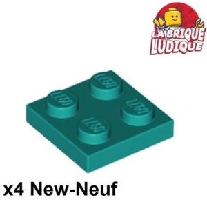 Lego 4x Plaque Plate 2x2 dark turquoise foncé 3022 NEUF - Foto 1 di 1