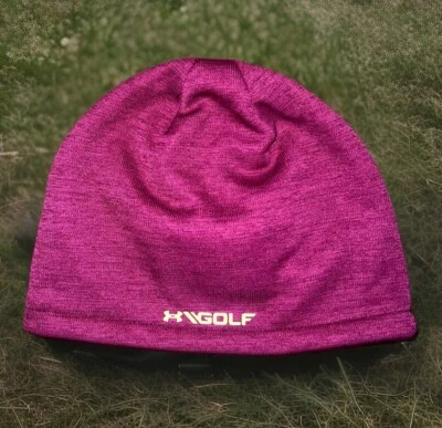 Under Armour Golf Mens Winter Hat Logo Beanie 1283136 Maroon/White Tight Fit EUC - Image 1 of 4
