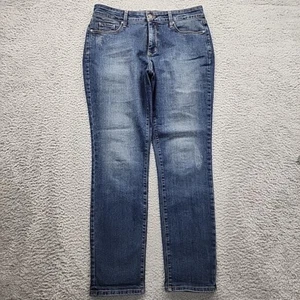 NYDJ Jeans Womens Size 12 Blue Dark Wash Lift Tuck Ankle Leggings Stretch Denim - Picture 1 of 16