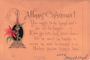 Vintage CoDependent Christmas Postcard "we can't be happy unless you're happy" - Picture 1 of 2