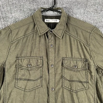 Camisa BKE Para Hombre Pequeña Calce Estándar Verde Manga Larga A Presión Informal Exterior Foto 1 de 4
