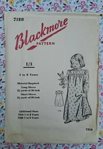 50s Blackmore Paper Sewing Dress Pattern Vintage Girls 4 - 6 yrs Nightdress - Picture 1 of 2