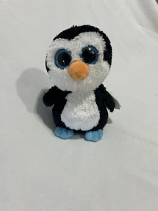 Ty Beanie Boo 6" Pinguin Waddles RAR! Einfarbige blaue Augen mit Etikett - Bild 1 von 3