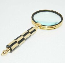 Antique Vintage Maritime Brass Magnifying Magnifier Glass Sturdy Resin Handle