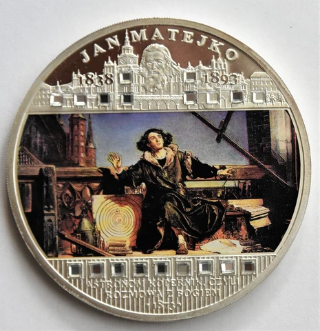 Malawi 50Kwacha 2009 Copernicus  Matejko COA 3 Oz crystal inserts 939 mintage Cover