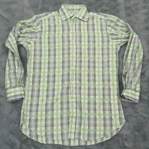 Etro Shirt Mens 41 Green Plaid Button Up Italy Made - Picture 1 of 10