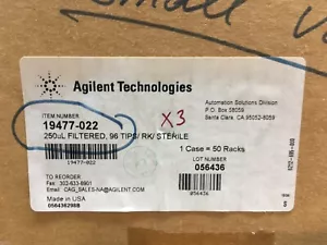 Agilent Technologies PN 19477-022 | 250uL Filtered 96 TIPS 30 Racks - Picture 1 of 24