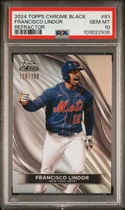 Francisco Lindor 2024 Topps Chrome Black Refractor 169/199 PSA 10 - Picture 1 of 2
