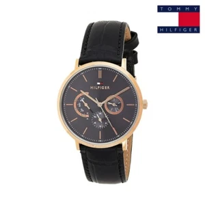 Tommy Hilfiger Dane Grey Dial Multifunction Men’s Black Leather Watch - 1710377 - Picture 1 of 9