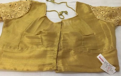 Blusa sari confeccionada, blusa compartida, choli indio talla 40 dorada Foto 1 de 4