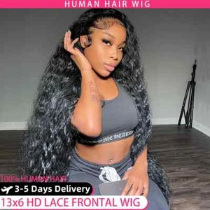 Frontal Wig Loose Deep Wave Wigs Curly Human Hair Deep Water Wave Lace Front Wig - Picture 1 of 13