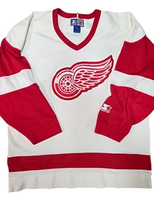 Maglia Starter Vintage NHL Detroit Red Wings Bianca Taglia XL - Foto 1 di 8