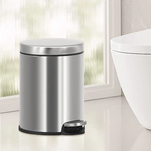 Trash Can Toilet Trash Bin Stainless Pedal Kitchen Trash Can With Lid Waste Bin - Picture 1 of 8