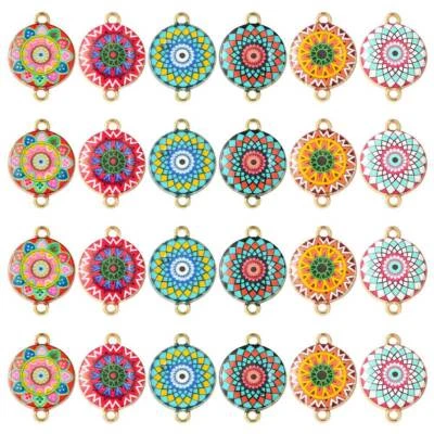 30 x эмали соединитель подвески плоский круглый ссылка подвеска цветок для браслет ожерелье - Изображение 1 из 4