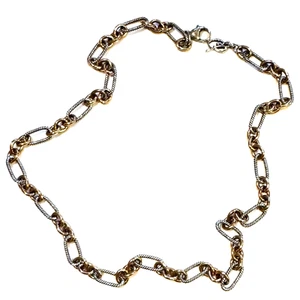 NEW CAROLYN POLLACK Chain Necklace ONLY Sterling Paperclip 18.5” Brass AW BOX - Picture 1 of 6