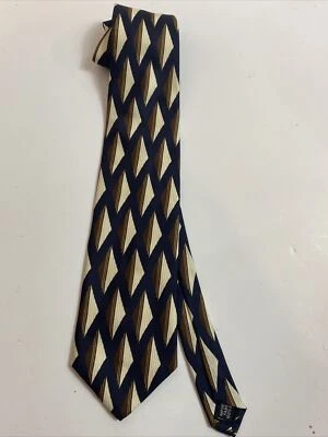 Stanley Blacker Men's Neck Tie Black, Blue, White Geometric Pattern Silk - Image 1 of 4