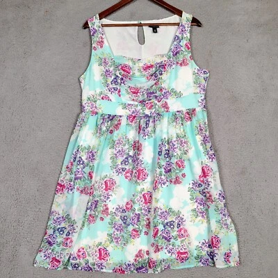 Vestido tórrido para mujer 12 azul púrpura floral chifón cuello cuadrado sin mangas casa de campo Foto 1 de 4