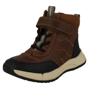 Ragazzi Clarks Casual Leather Stivali Caviglia Con Bootstrap Leoncino Cercare K - Imagen 1 de 10