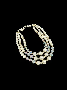 LAGUNA White Faux Baroque Pearl & Crystal Multi-Strand Beaded Necklace - Picture 1 of 7