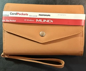 MUNDI Donna / CEO Clutch - Portafoglio Big Fat / Full Zip / TAN / Opaco / Nuovo - Foto 1 di 12