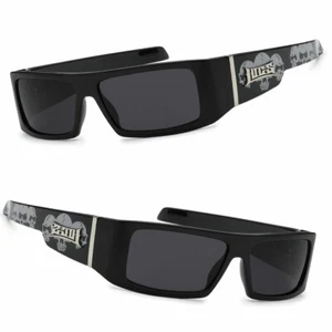 Locs Mens Cholo Biker UV400 Sunglasses - Black (skull) - LC33 - Picture 1 of 4