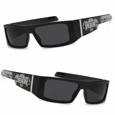 Locs Mens Cholo Biker UV400 Sunglasses - Black (skull) - LC33 - Image 1 of 4