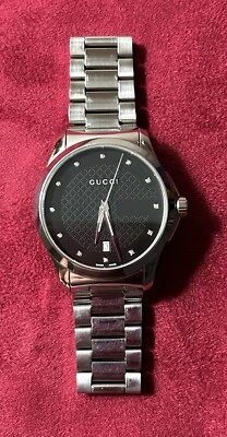 Gucci  38mm G-Timeless Black Diamond Dial,  Stainless Steel Band. Model: YA12645 - Image 1 of 4