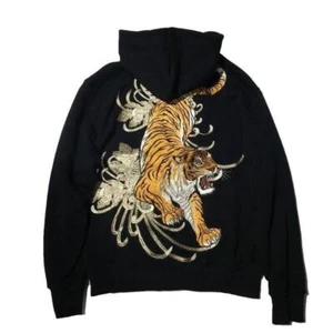 Herrenjacke Hoodie japanisches Muster Stickerei Tiger Kapuzenpullover Blume - Bild 1 von 9