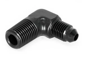 Adaptador roscado 1/4" NPT a tablero 4 90° / -4 EN / JIC 4 negro anodizado 7/16 UNF - Imagen 1 de 3