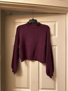 Lucy Paris Burgundy Cropped Long Sleeved Sweater, Size L, Excellent Condition!!! - Picture 1 of 2